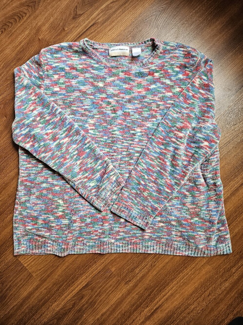 Alfred Dunner Multicolor Speckled Crewneck Sweater - Blue, Red, Green